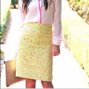 Jcrew Neon Tweed No 2 Pencil Skirt sz 10